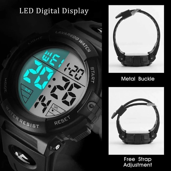 Mens Digital WatchMilitary Watches  WaterproofMultifunctional Watch with LED - Picture 4 of 8